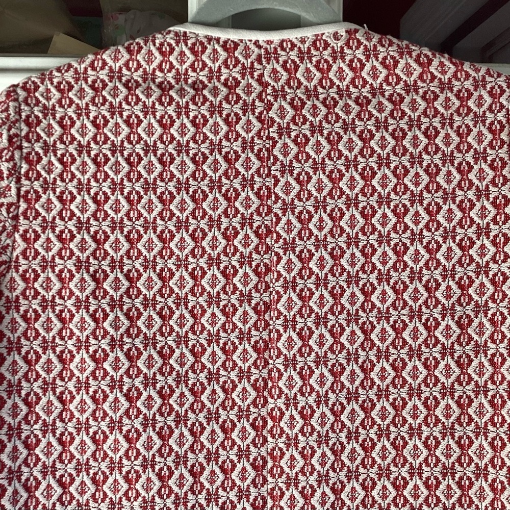 ZARA TWEED CARDIGAN JACKET Red and White Women's Coat Size Medium - Picture 7 of 9
